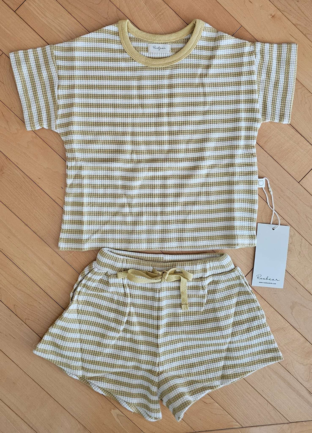 [NEW] 100% Cotton Striped Waffle Matching Set 2T Unisex, Kids 2T