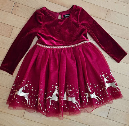 Red Velour and Tulle Holiday Dress 3T, Kids 3T