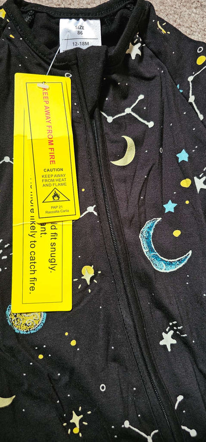 [NEW] 2-way zip Bamboo/Spandex Pajama 12-18m Unisex, Kids 18 Month (12-18M)