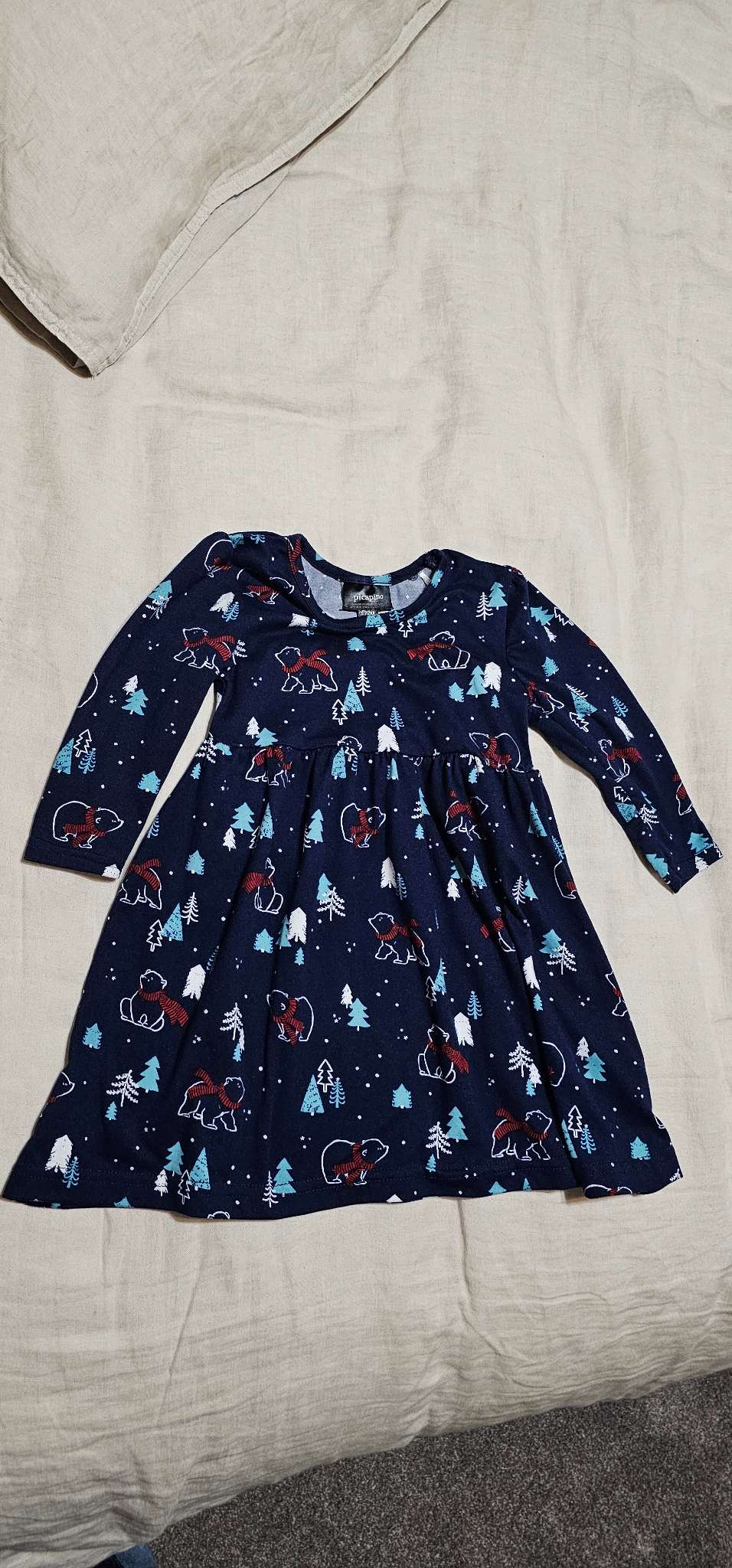 Baby girl LS Holiday Print Dress 12m, Kids 12 Month (9-12M)