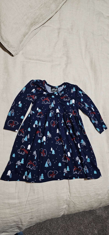 Baby girl LS Holiday Print Dress 12m, Kids 12 Month (9-12M)