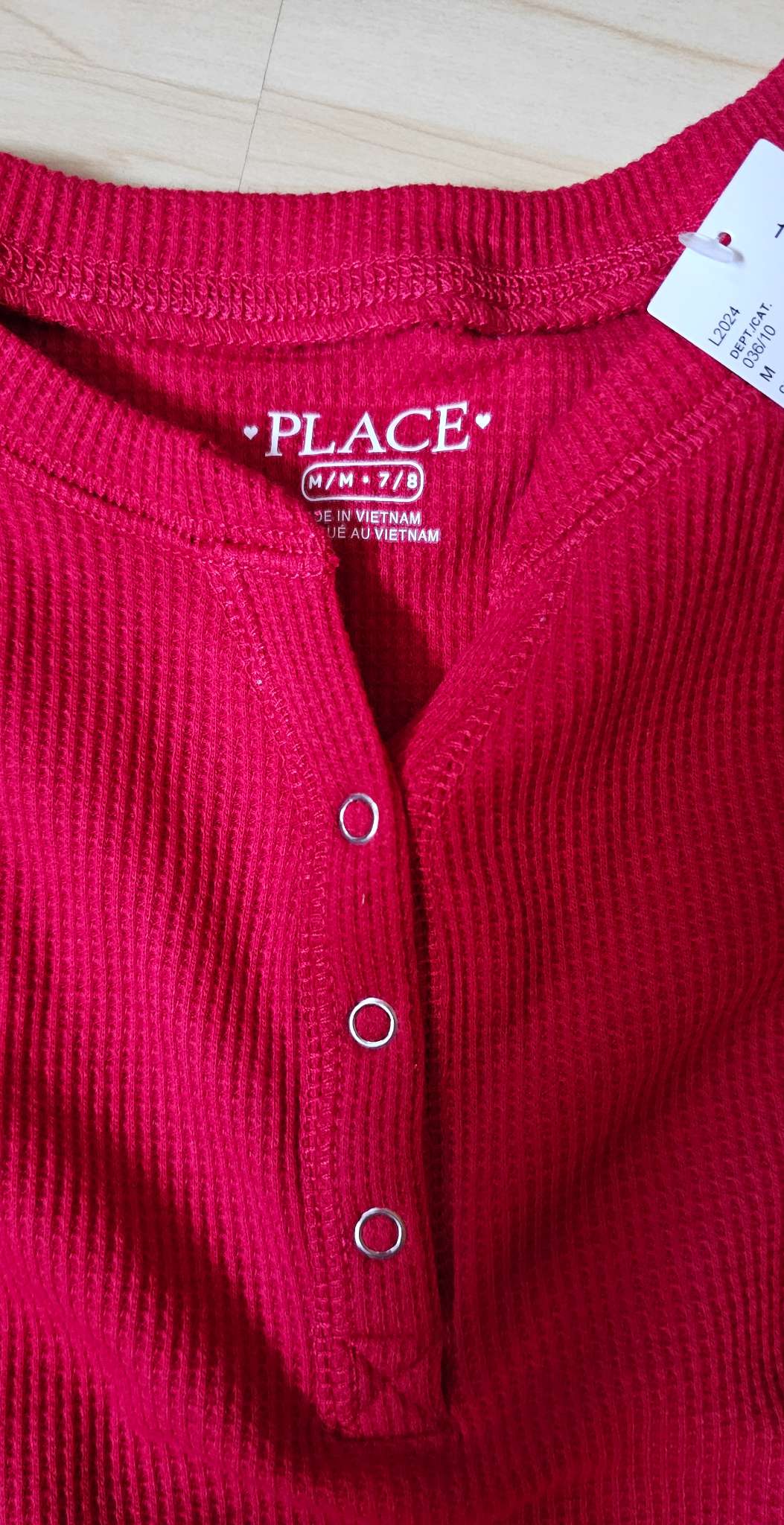 [NEW] Girls Medium Thermal Henley Shirt (7/8yrs), Kids 7