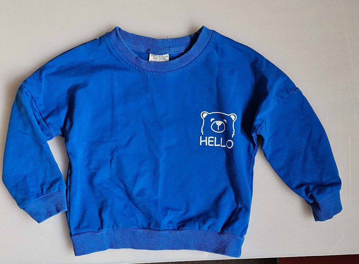 Blue Bear HELLO Crewneck 18-24m Unisex, Kids 24 Month (18-24M)