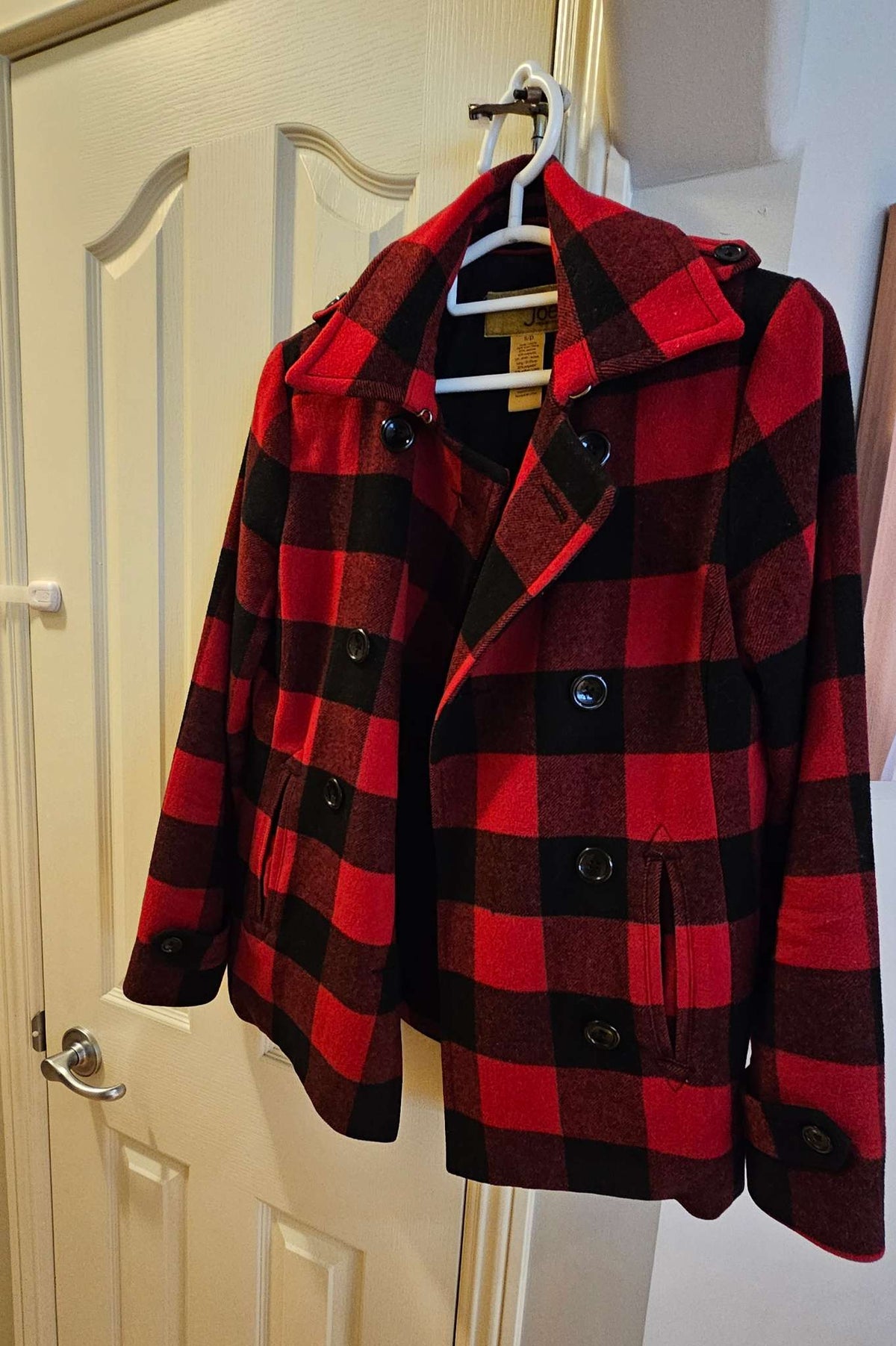 Buffalo Plaid Women's Small Pea Coat, Kids 18