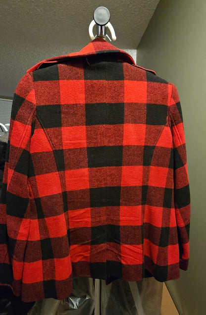 Buffalo Plaid Women's Small Pea Coat, Kids 18