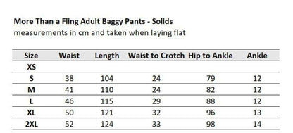 Organic Cotton Baggy Pants DUNS Women's Small, Kids 18