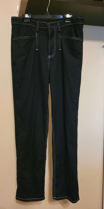 Deep Black High Waist Pants w/Contrast Stitching size 2, Kids 16