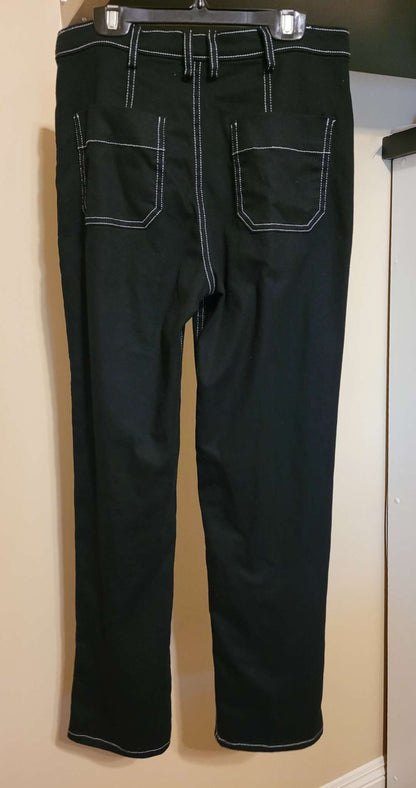 Deep Black High Waist Pants w/Contrast Stitching size 2, Kids 16