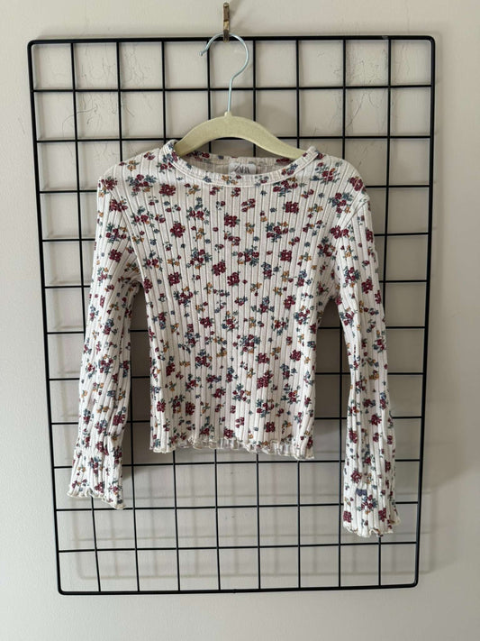 Zara Floral Ribbed Top, Kids 6/6X (extra small)