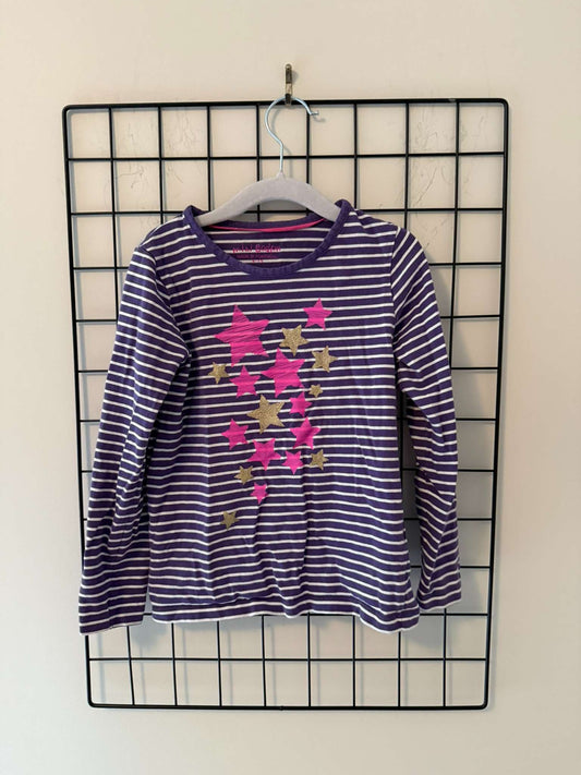 Mini Boden Purple Striped Star Top, Kids 6/6X (extra small)