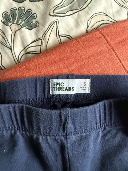 3-Pack Leggings/Pants Bundle, Kids 5/5T (extra small)