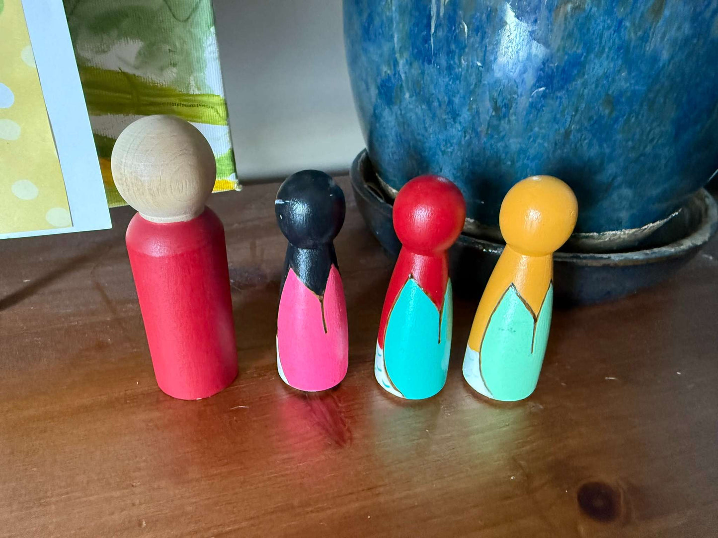 Hand-painted wooden peg dolls