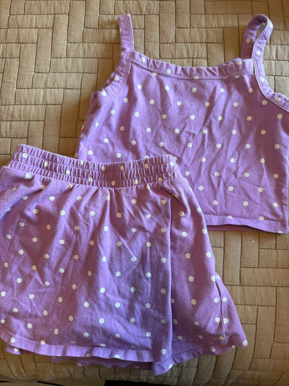 Girls' Purple Polka Dot Set, Kids 6/6X