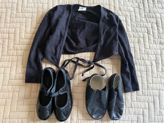 Dance Bundle - Wrap Jacket & Shoes (Tap & Jazz), Kids 5/5T