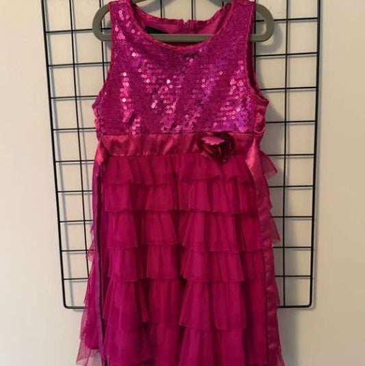 Biscotti Pink Sequin Layered Dress, Kids 6/6X