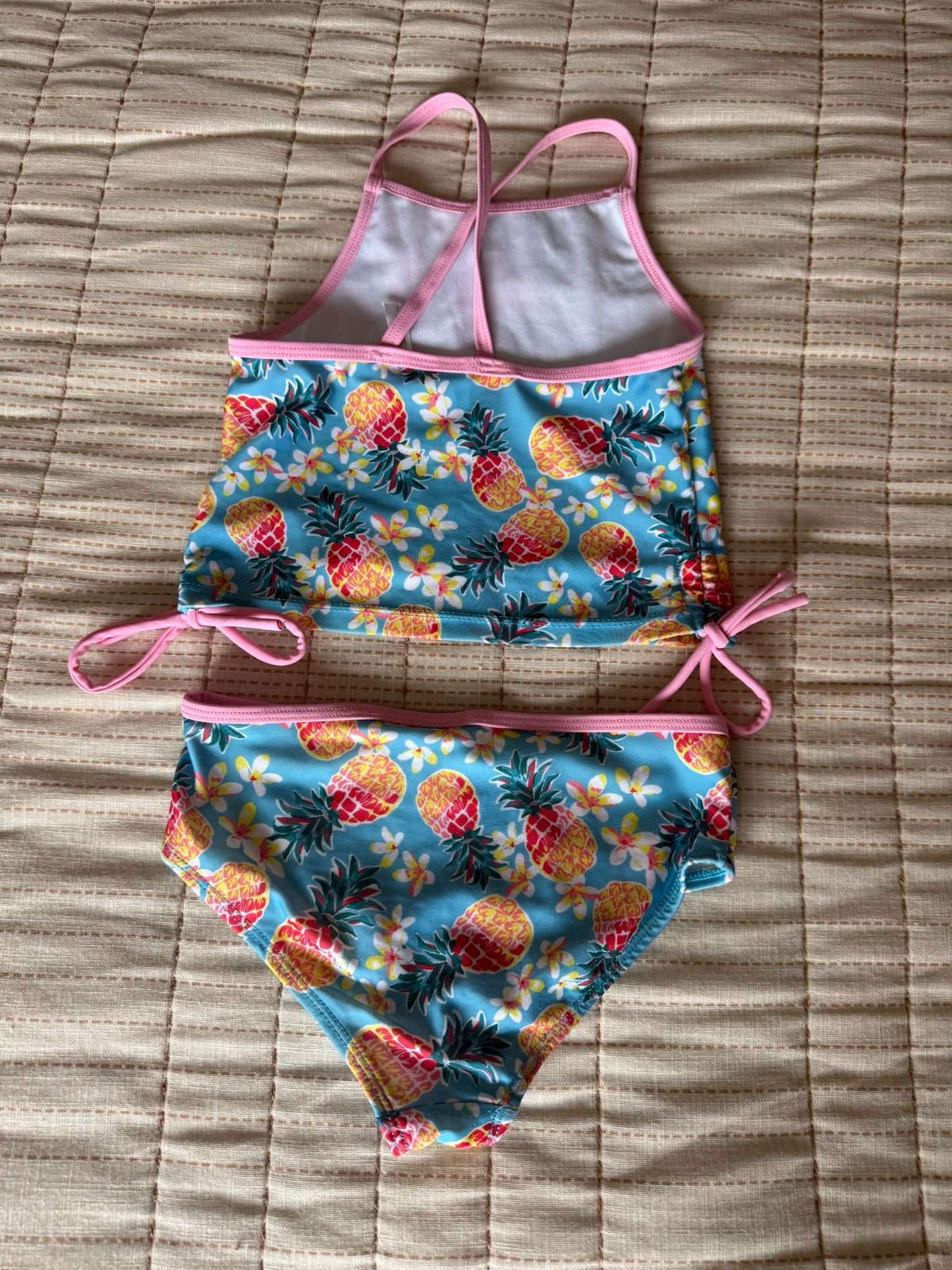 Tropical Pineapple Kids Bikini Set, Kids 6/6X