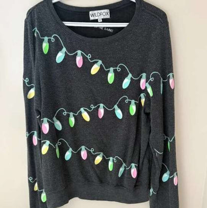 Wildfox Glow-in-the-Dark Christmas Lights Sweatshirt, Maternity M (8-10)