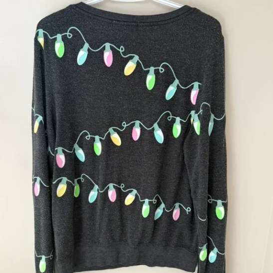 Wildfox Glow-in-the-Dark Christmas Lights Sweatshirt, Maternity M (8-10)