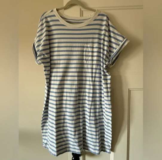 GAP Blue and White Striped Pocket Tee Dress 100% Cotton, Maternity XL (16-18)
