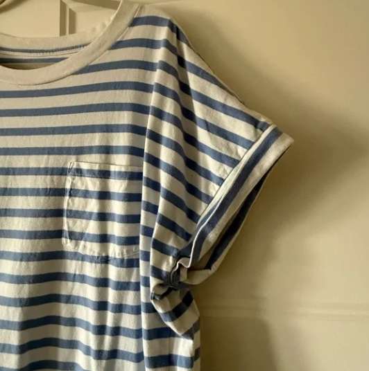 GAP Blue and White Striped Pocket Tee Dress 100% Cotton, Maternity XL (16-18)
