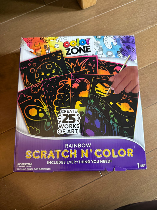 Rainbow Scratch N’ Color Art Kit - 25 Sheets