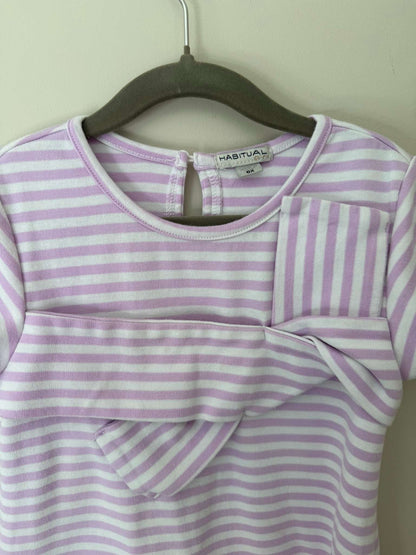 Habitual Girl Lavender Stripe Knot Dress, Kids 6/6X