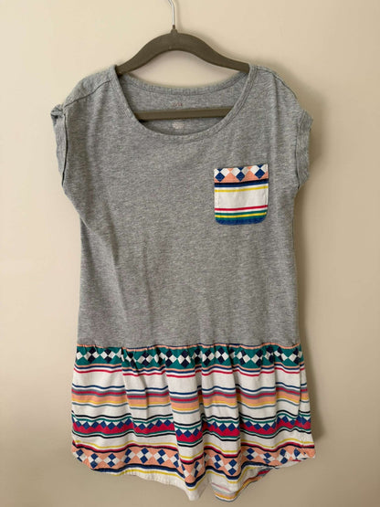 Tea Collection Gray Aztec Ruffle Dress, Kids 8