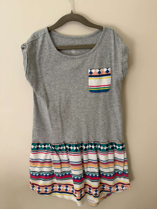 Tea Collection Gray Aztec Ruffle Dress, Kids 8