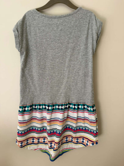 Tea Collection Gray Aztec Ruffle Dress, Kids 8