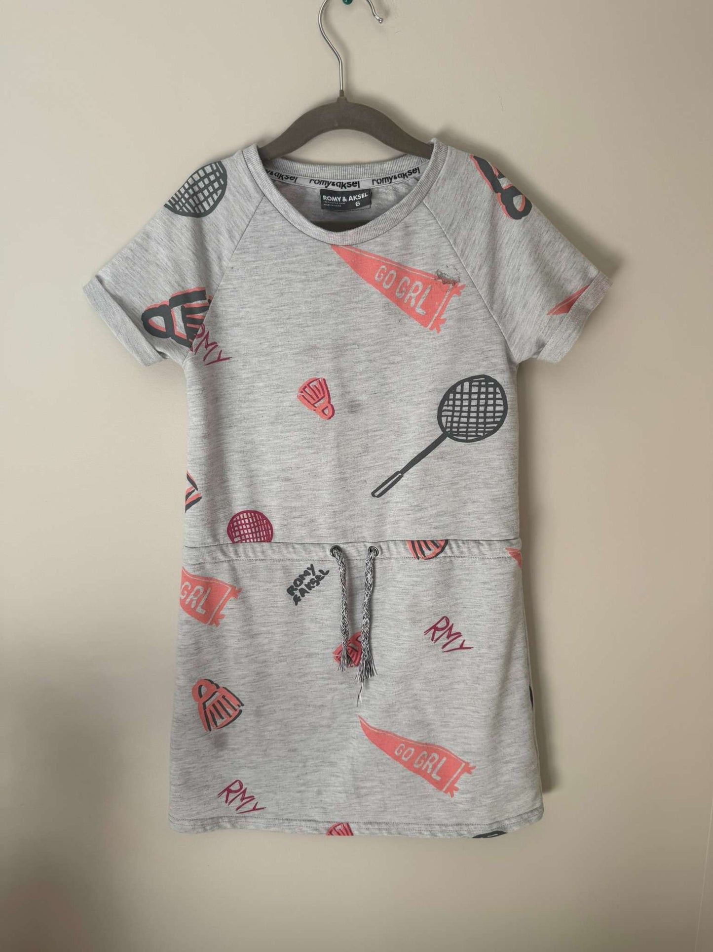 Romy & Aksel "Go Grl" Badminton Print Dress, Kids 6/6X