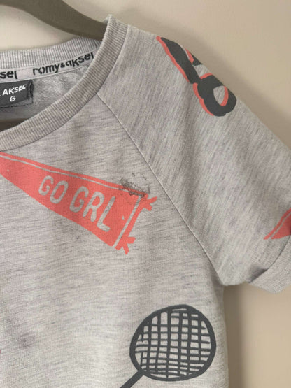 Romy & Aksel "Go Grl" Badminton Print Dress, Kids 6/6X