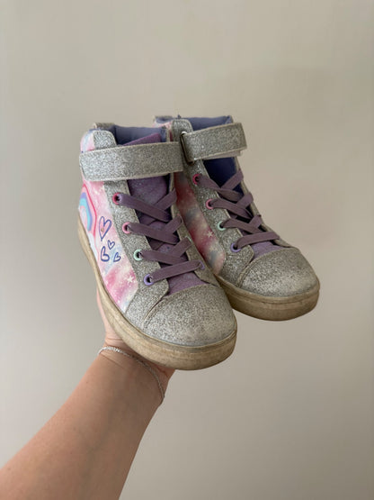 Lilac Glitter High-Top Sneakers, Shoes 1 (Kids:4-8yr)