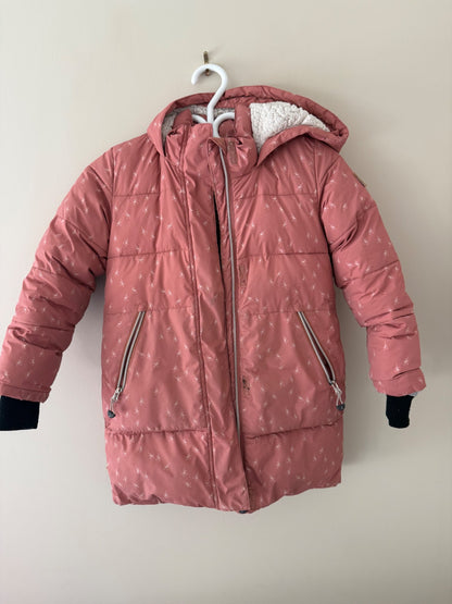 Deux par Deux Dusty Rose Floral Winter Puffer Coat - Girls Size 6Y, Kids 6/6X