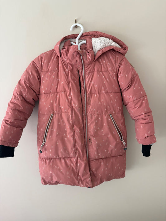 Deux par Deux Dusty Rose Floral Winter Puffer Coat - Girls Size 6Y, Kids 6/6X