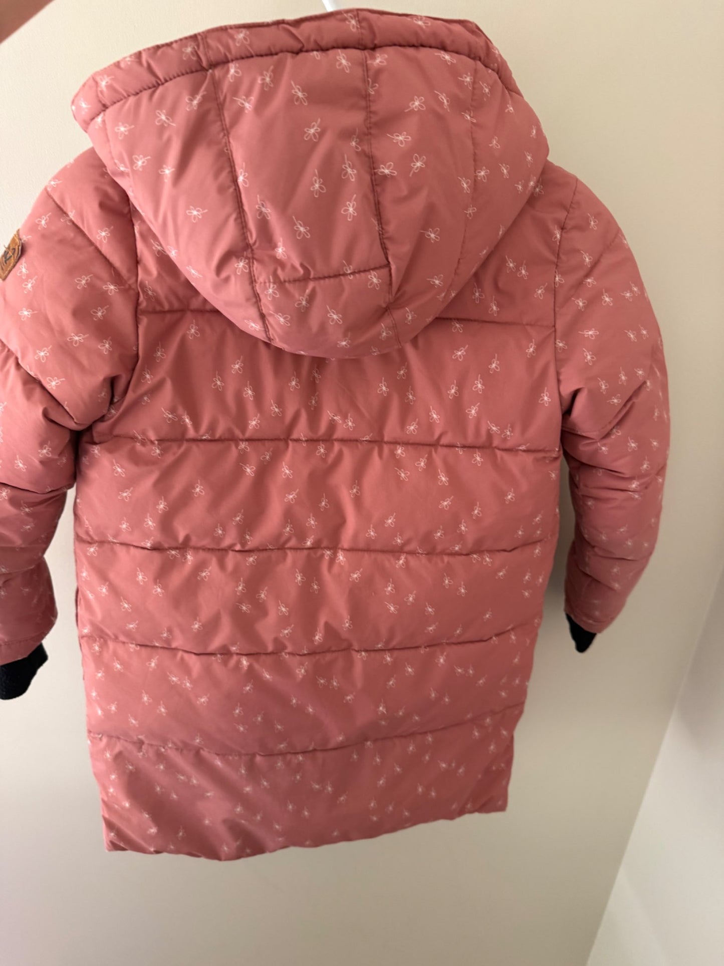 Deux par Deux Dusty Rose Floral Winter Puffer Coat - Girls Size 6Y, Kids 6/6X