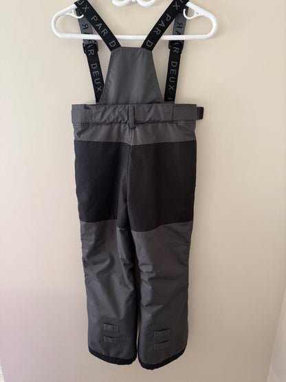 Deux par Deux Grey/Black Snow Bib Overalls - Kids Size 7 (122cm), Kids 6/6X