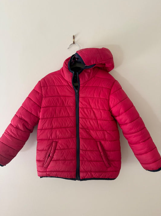 Tissaia Raspberry Pink Puffer Jacket with Floral Lining - Girls Size 7, Kids 7