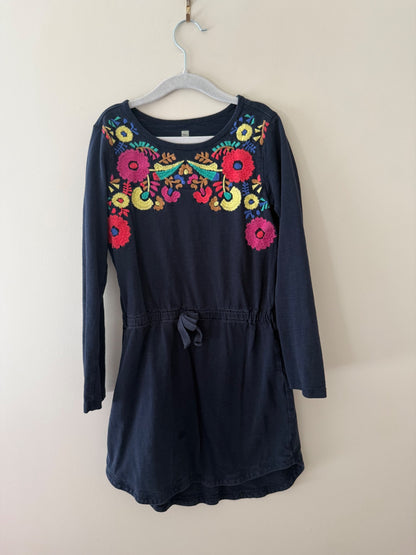Tea Collection Navy Floral Embroidered Dress - Girls Size 8, Kids 8