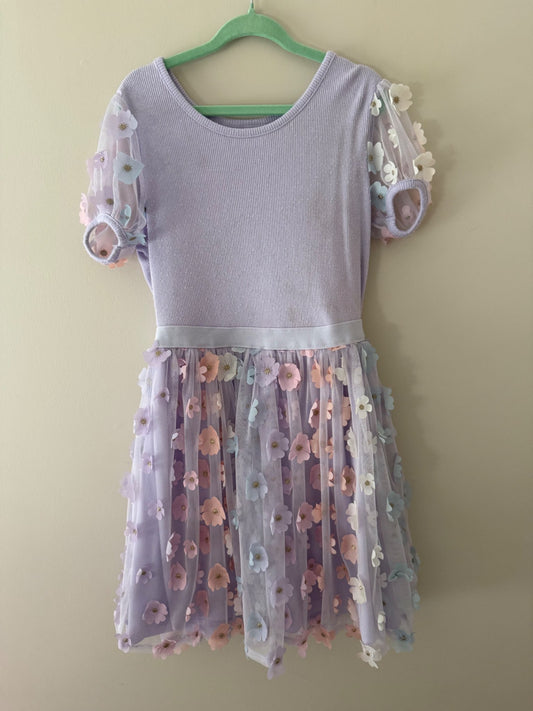 Children’s Place Lavender Floral Mesh Dress - Girls Size 7/8, Kids 7
