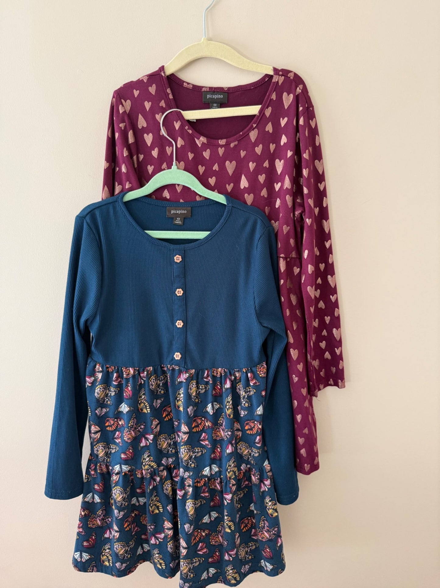 Picapino Girls Dress Bundle - Hearts & Butterflies - Size 6X, Kids 6/6X
