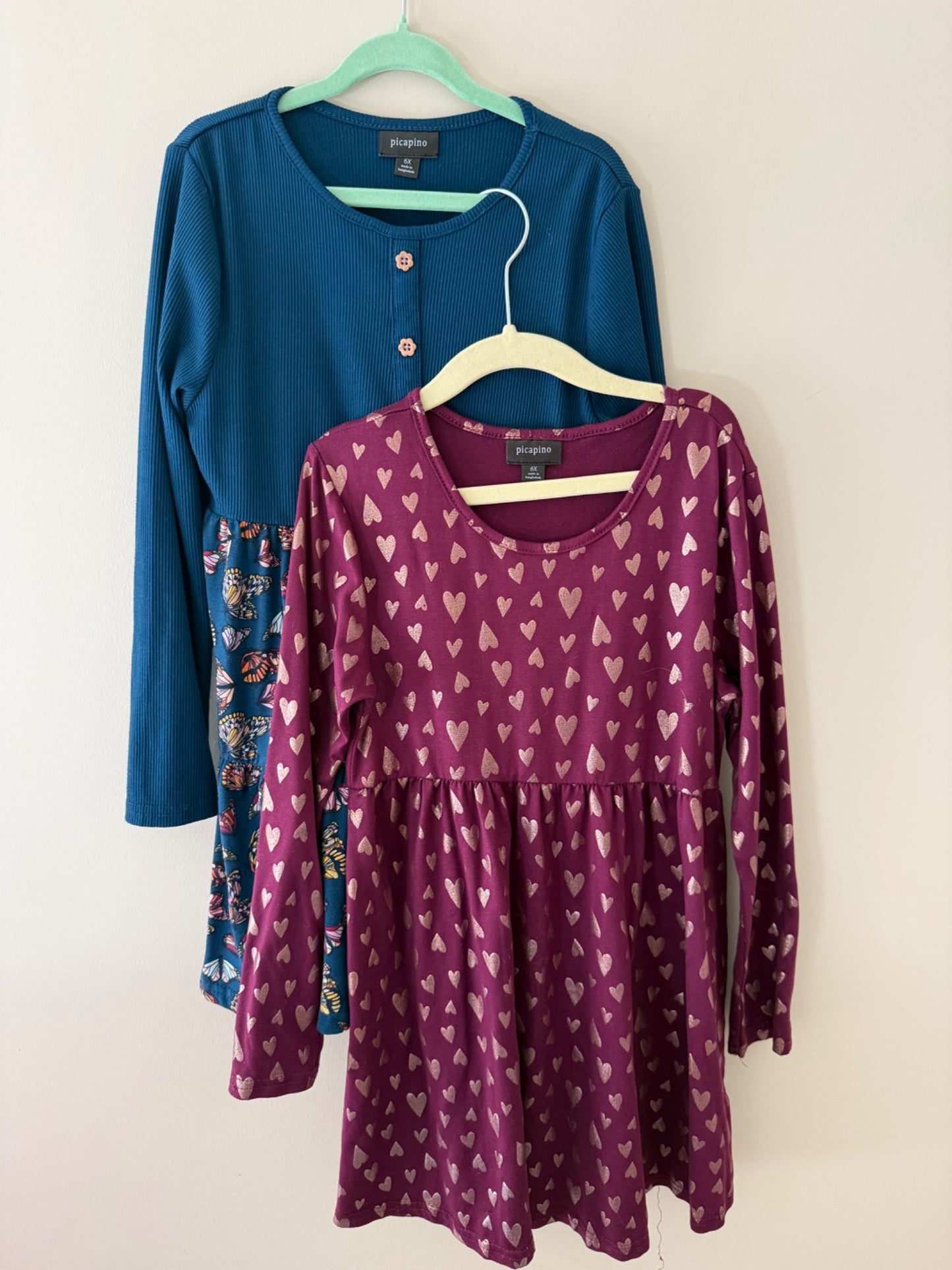 Picapino Girls Dress Bundle - Hearts & Butterflies - Size 6X, Kids 6/6X