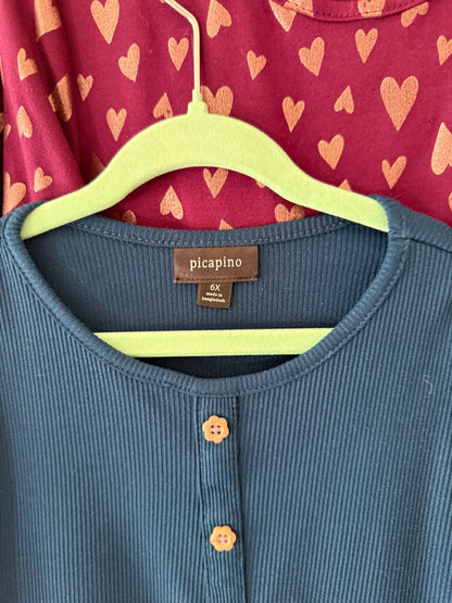 Picapino Girls Dress Bundle - Hearts & Butterflies - Size 6X, Kids 6/6X