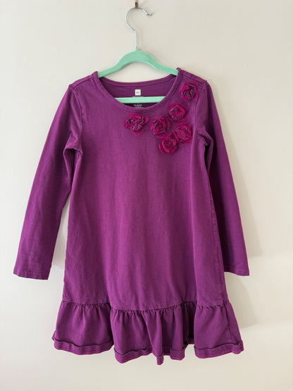 Tea Collection Purple Dress with Fabric Rosettes - Girls Size 6