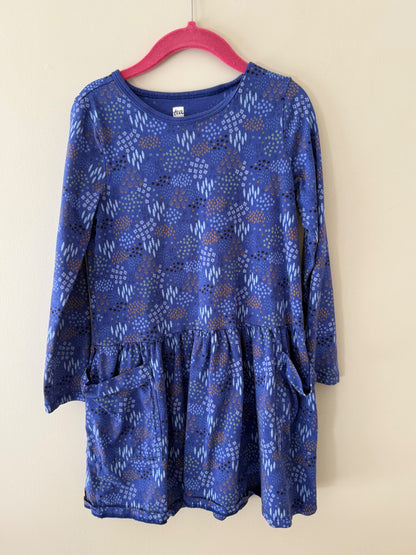 Tea Collection Blue Floral Bunny Print Dress - Girls Size 6, Kids 6/6X