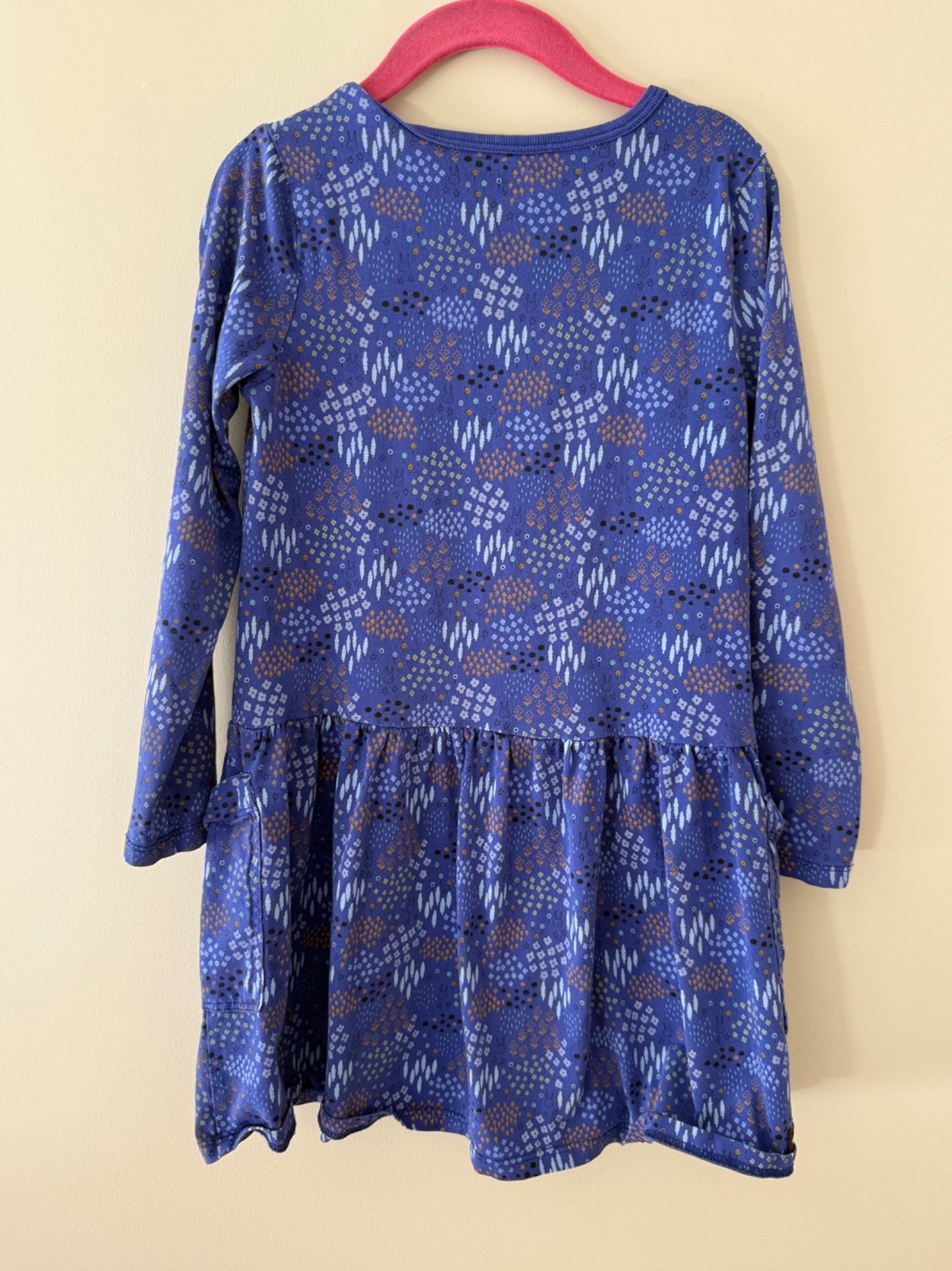 Tea Collection Blue Floral Bunny Print Dress - Girls Size 6, Kids 6/6X
