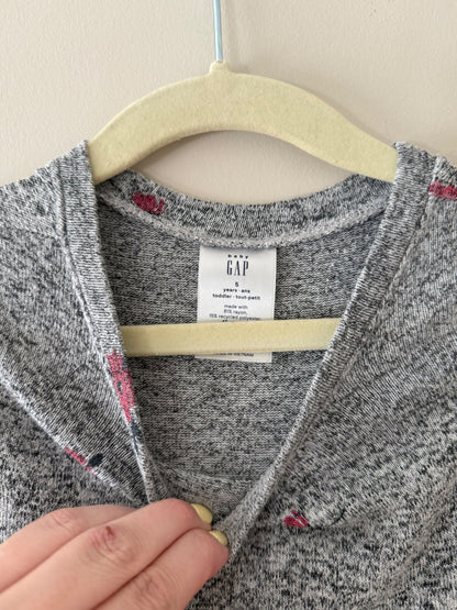 Gap Grey Floral Ruffle Sweater Dress - Girls Size 5, Kids 5/5T