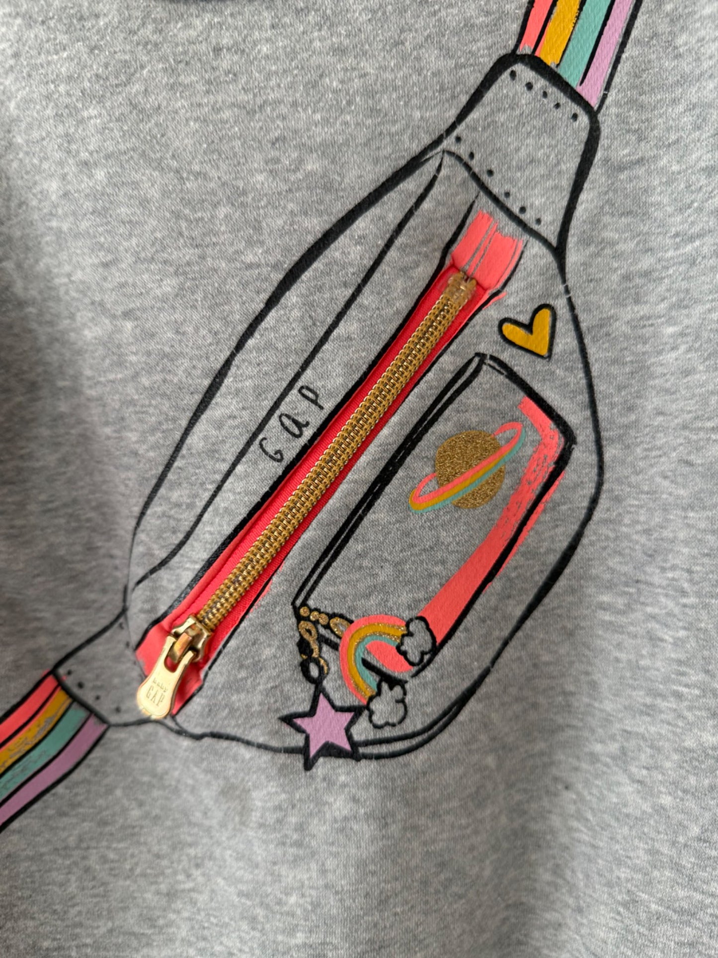 Gap Rainbow Fanny Pack Graphic Sweatshirt - Girls Size 5, Kids 5/5T