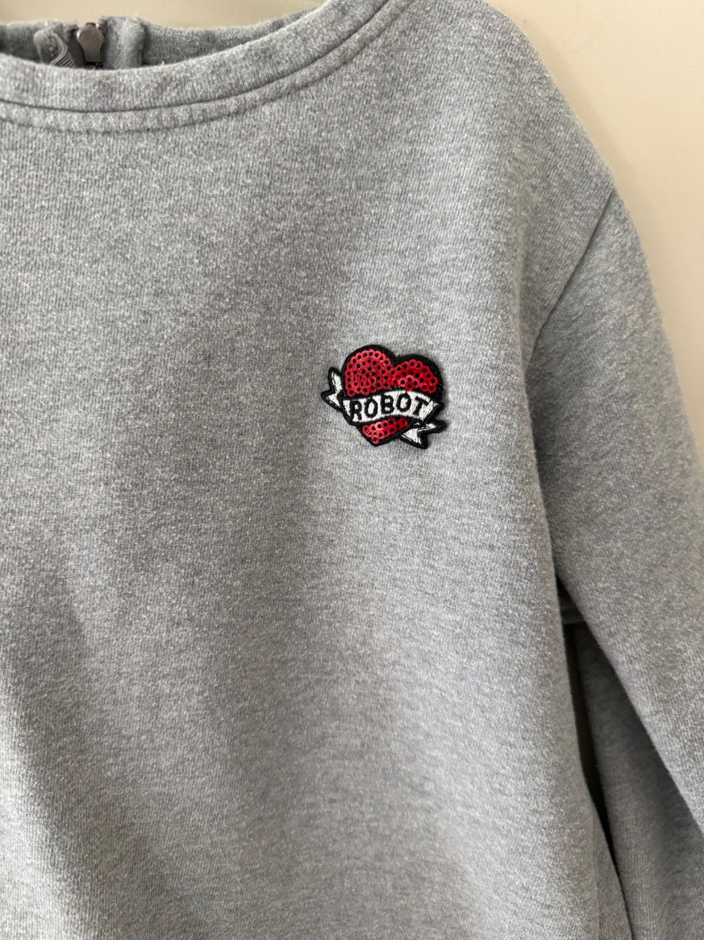 Girls Grey Sweatshirt Dress with Fringe Hem, Kids 6/6X
