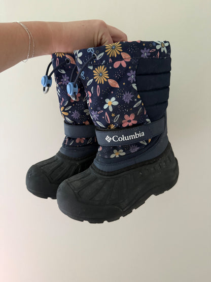 Columbia Floral Snow Boots — Size 1, Shoes 1 (Kids:4-8yr)