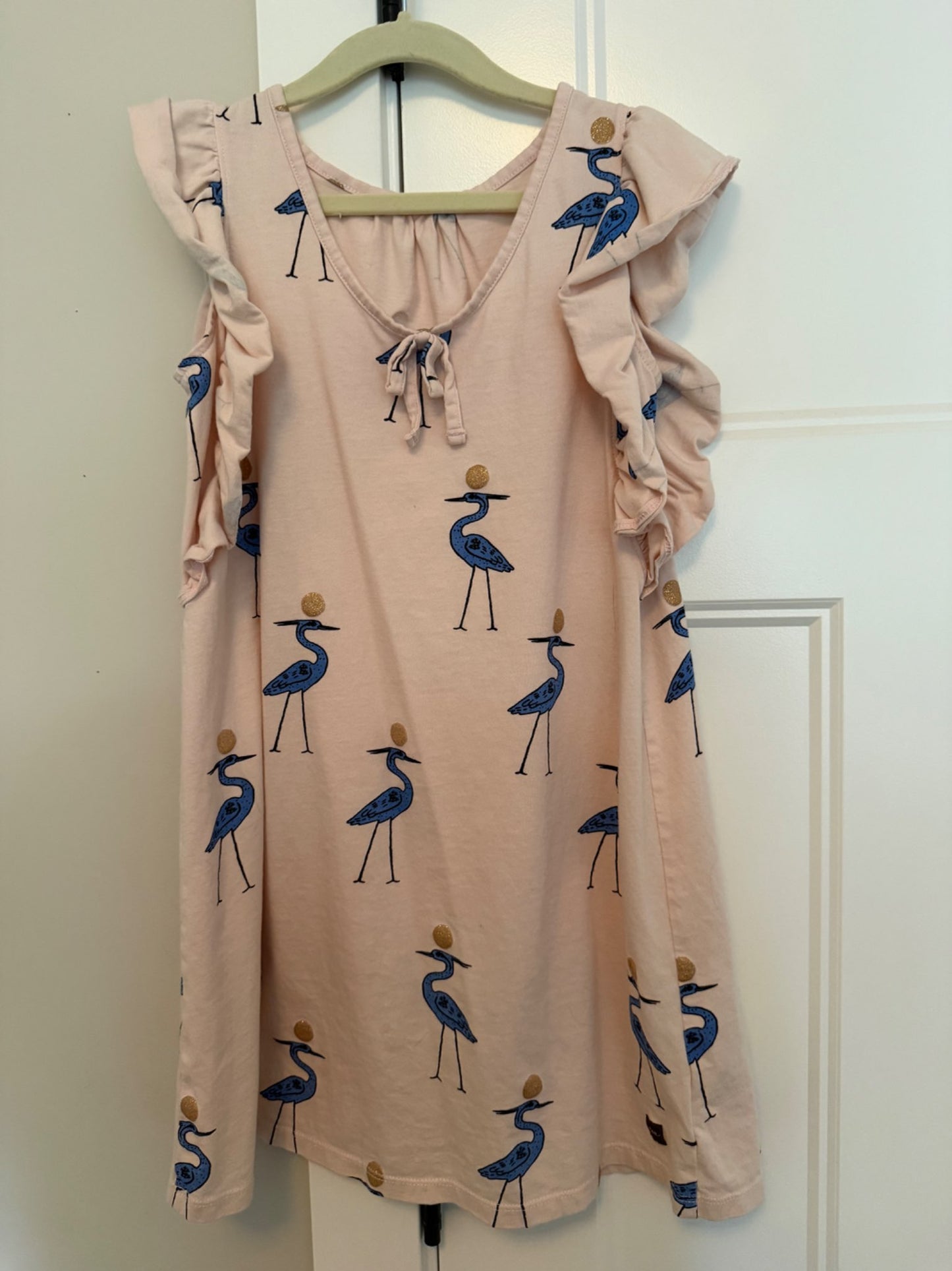 Tea Collection Pink Heron Print Dress, Size 7, Kids 7